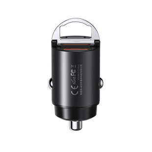 REMAX双口30WQC/PD快速车载充电器USB-C/A点烟器合金隐藏车充头22.5W隐形式45W小短转换插扩展一拖二孔闪充5A