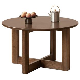 源氏木语实木茶几客厅现代简约茶台胡桃色圆几家用小户型茶水台