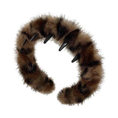 时髦水貂毛绒带齿防滑发箍女秋冬