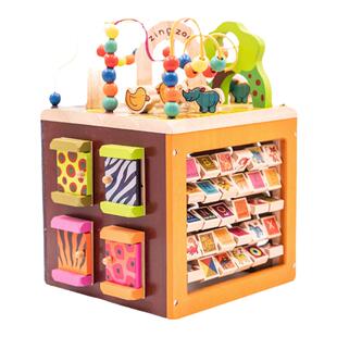 Sprigbuds木质儿童四面体绕珠木立方串珠百宝箱宝宝益智早教玩具