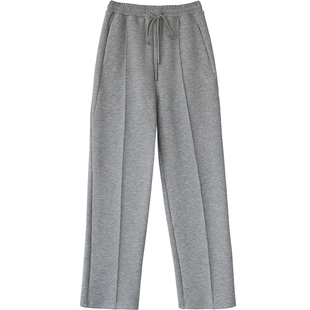 CV大码女装 街头高腰运动休闲裤女松紧腰中线捏褶直筒裤秋季新款