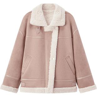 爱居兔仿羊羔绒外套女冬季新款时尚夹克