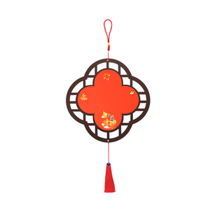 新中式仿古窗花木质镂空万年红宣纸福卡挂件新春空白手写斗方2026新款福字红纸挂饰书法双面灯笼红卡纸中国结