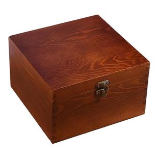 木盒子复古带锁收纳盒实木质桌面收纳盒杂物小箱子密码木箱子家用