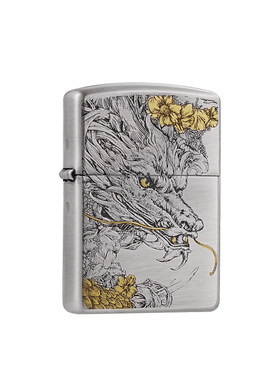 zippo打火机熏银盔甲银龙探花