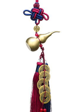 纯铜五帝钱门对门葫芦挂件