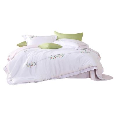 水星家纺60s长绒棉棉刺绣四件套