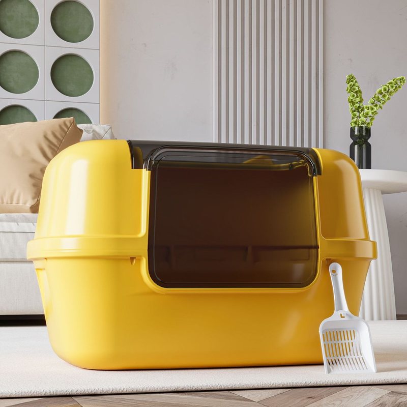 猫厕所大容量半透猫砂一体式盆大空间猫耳一件号全封闭超大