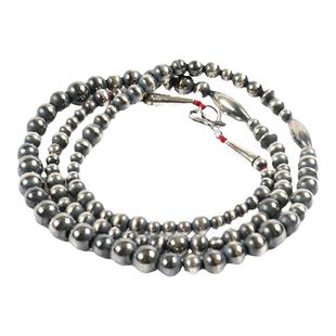 日本AMP JAPAN复古美国原住民烟熏抛光925银珍珠项链手链