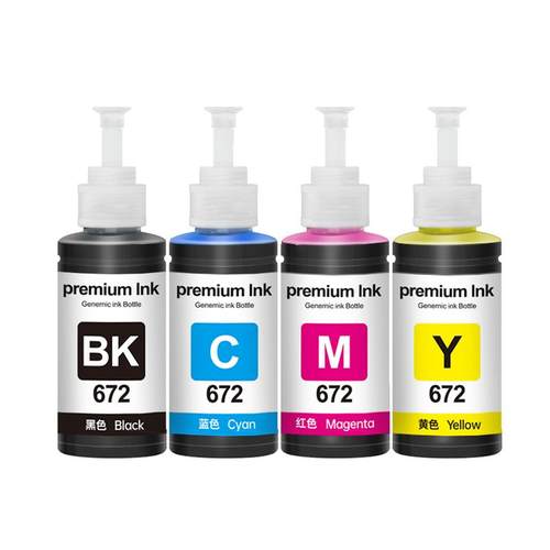 适用爱普生打印机672墨水四色epson L310 L1300 L380 L360黑色L130 313 351 363非L383彩色原装L455 565 L485