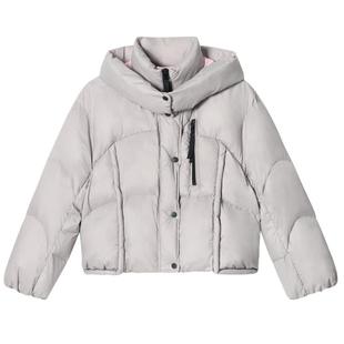 SALT.P可颜白鸭绒撞色减龄学院防风立领连帽短款羽绒服冬季款