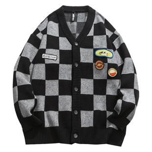 TIRED STUDIO慵懒风针织衫男秋冬季开衫毛衣情侣宽松街头休闲上衣