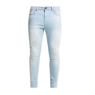 紧身浅蓝色修身长裤拉链