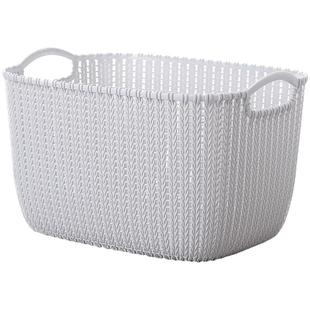 收纳篮塑料衣柜储物盒洗澡篮桌面仿藤编脏衣服篮玩具篮手提收纳筐