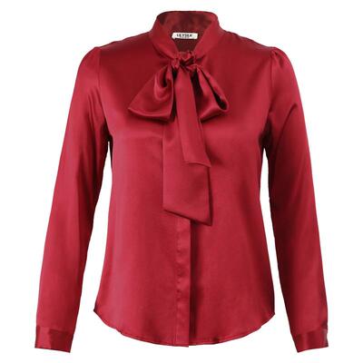 莉莉秀客真丝衬衫蝴蝶结长袖