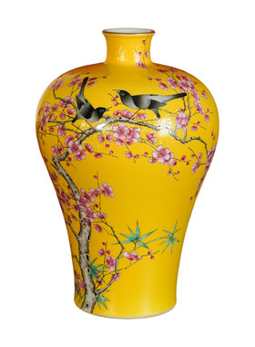 手工手绘花鸟纹陶瓷花瓶景德镇