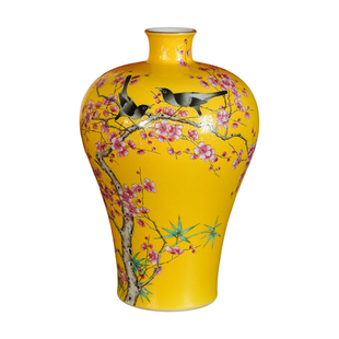 【线上特惠】皇窑花瓶景德镇陶瓷器摆件客厅插花装饰喜上眉梢梅瓶
