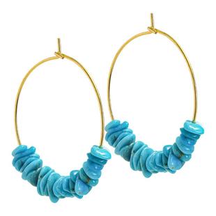 龙丰绿松轩珠宝正品天然绿松石籽料耳钉银镀18K金高级感耳环耳饰