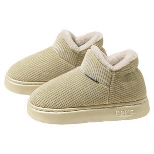 十一步高帮保暖包跟棉拖鞋女款冬季厚底加绒防滑踩屎感毛绒棉拖男