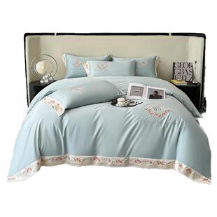 水星家纺A类纯棉四件套100支四季全棉床单被套高端刺绣床上用品