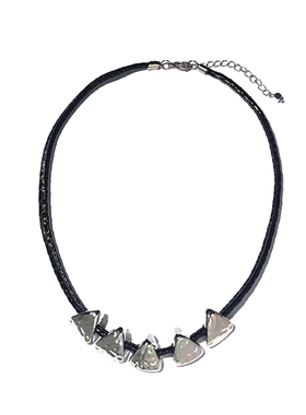 小众设计y2k潮流黑皮绳项链
