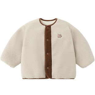 [力安同款][羊羔绒小魔怪]齐齐熊宝宝加绒外套男童冬新年红色儿童