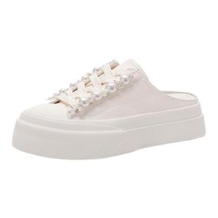 St&Sat/星期六春秋牛皮珍珠厚底板鞋一脚蹬包头拖鞋女SSC1114C0L