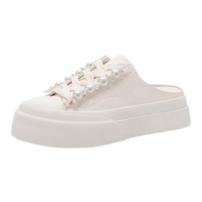 星期六潮酷休闲牛皮包头半拖鞋女