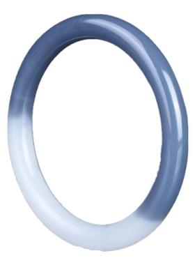 青海昆仑玉乌边料黑白色羊脂玉叮当圆细条款玉手镯子少女白玉手环