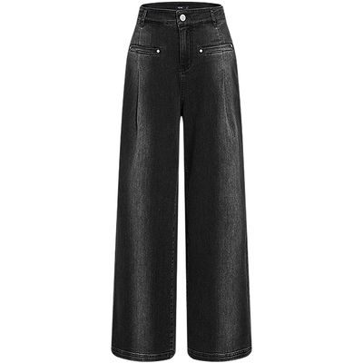 KBNE裤子女休闲裤黑色阔腿裤长裤2025年夏季新款流行直筒宽松女裤