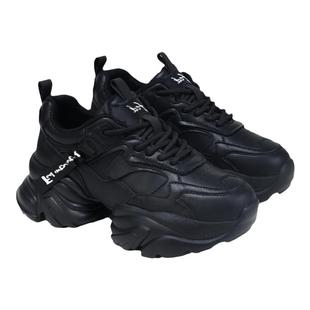 fed厚底休闲鞋春季新款女鞋黑色老爹鞋皮面运动鞋女款D1021-ZC015