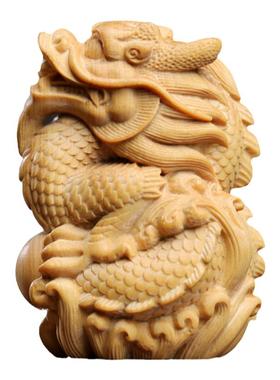 小叶黄杨木祥龙创意神龙戏珠文玩手把件生肖龙年吉祥物礼物品摆件