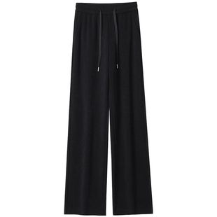 雪尼尔窄版阔腿裤女秋冬季加绒黑色裤子高腰显瘦休闲灯芯绒直筒裤