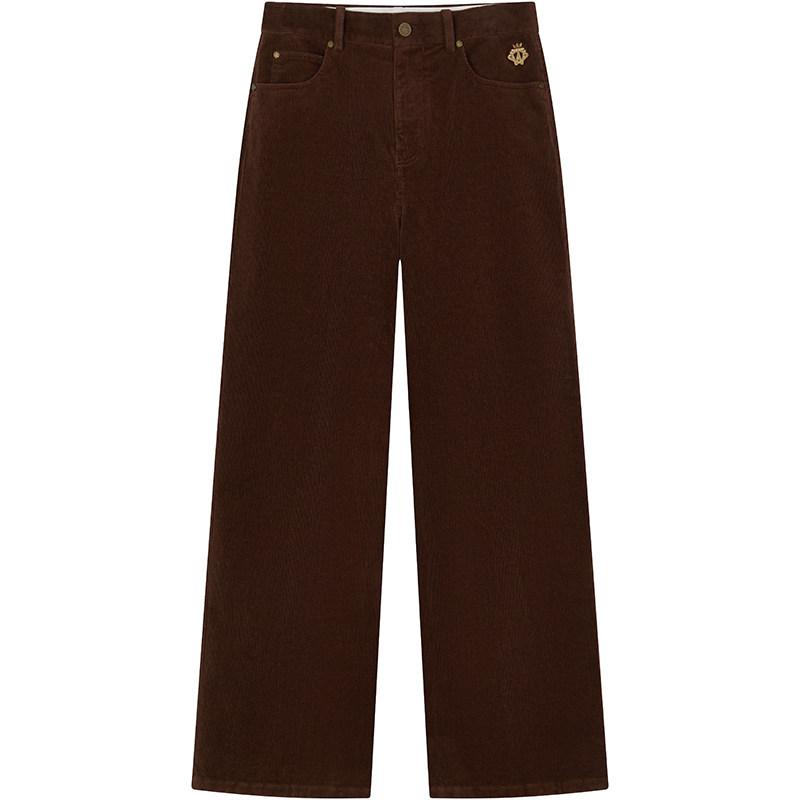 TeenieWeenie小熊女装休闲裤冬季保暖舒适灯芯绒高腰直筒裤长裤