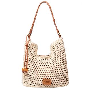 奥康编织包2026新款包包女款大容量托特包百搭通勤大包沙滩单肩包