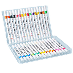 软硬双头丙烯马克笔不透色可叠色软头水彩笔初中生小学生美术专用儿童无毒可水洗画画笔48色笔芯彩色笔36细头