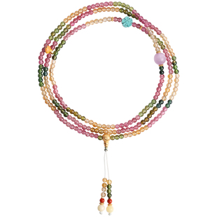 心斋堂【梦归】天然彩虹碧玺项链女南红绿松石碧玉细珠锁骨链女款