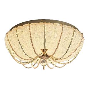 法式卧室吸顶灯led圆形南瓜灯轻奢水晶书房主卧设计师款房间顶灯