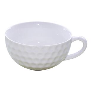 德化白瓷陶瓷杯高尔夫球形马克杯早餐杯水茶杯带耳面碗汤碗沙拉碗