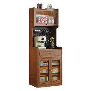 北欧实木餐边柜一体小户型简约厨房洞洞板收纳储物柜靠墙窄型高柜