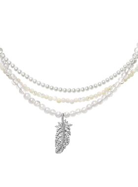 【自营】HEFANG Jewelry/何方珠宝白月光羽毛项链 精致叠戴优雅