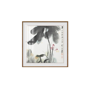 张大千兰花图餐厅挂画新中式客厅沙发背景墙装饰画茶室书房斗方画