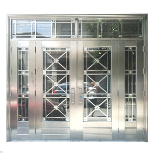 定制家用304不锈钢门加厚型自建房进户大门白钢玻璃防盗门阳台门