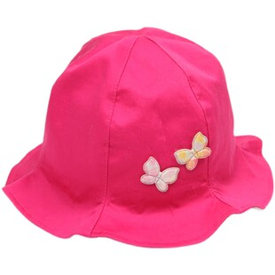初秋季女童帽子薄款纯棉休闲玫红色洋气小孩儿童女宝宝瓜皮渔夫帽