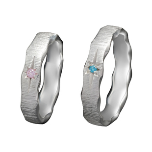 足银999拉丝戒指环情侣戒指星芒银戒指手工制作镶钻对戒男女礼物