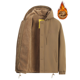 反季节棉服冬季新款厚毛绒保暖男士防寒宽松加厚户外棉衣男装连帽
