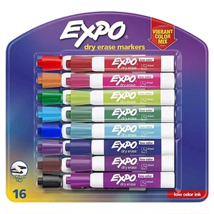EXPO Low-Odor Dry Erase Markers, Chisel Tip, Vibrant Colors,