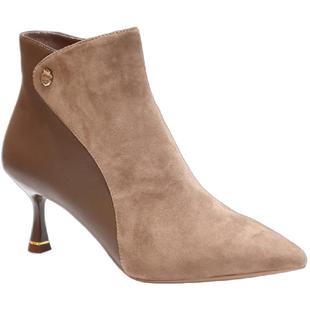 千百度2025细跟高跟鞋时装靴踝靴尖头羊皮短靴子A25571635A01A15