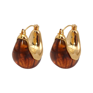 CE美拉德耳扣2025新款爆款琥珀耳环轻奢高级感欧美风秋冬复古耳饰