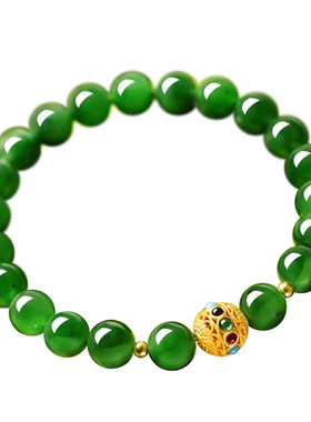 天然和田玉手串菠菜绿碧玉手链